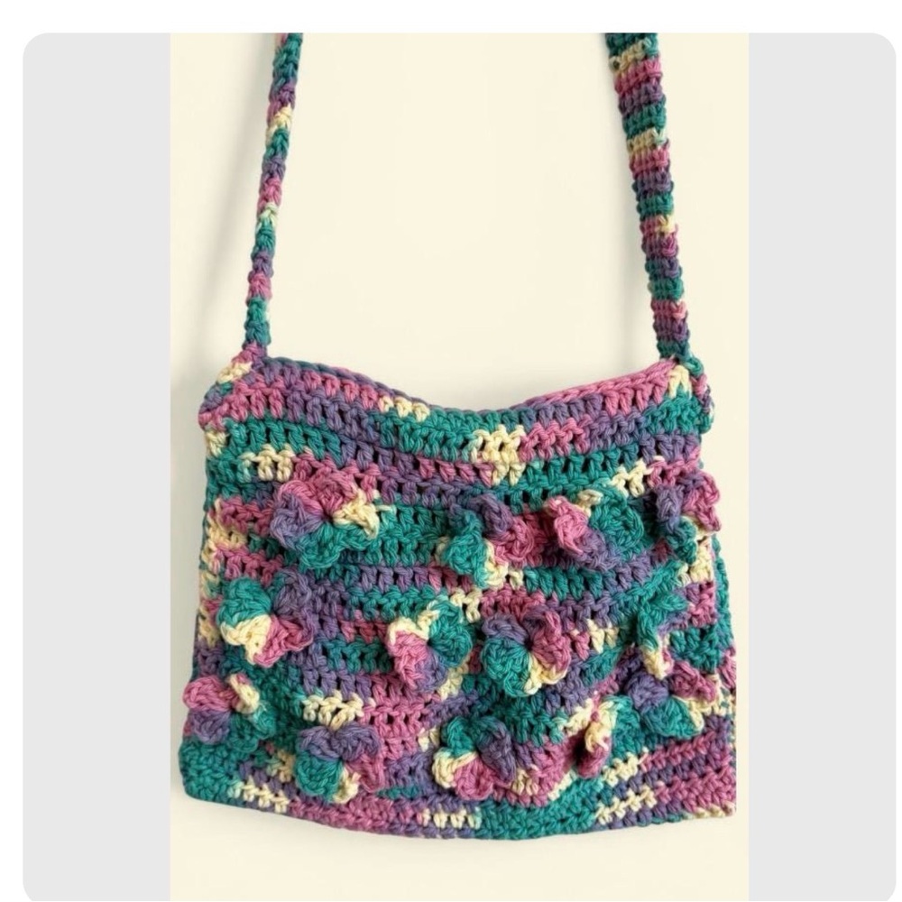 Multicolor Crochet Zip Shoulder Bag
